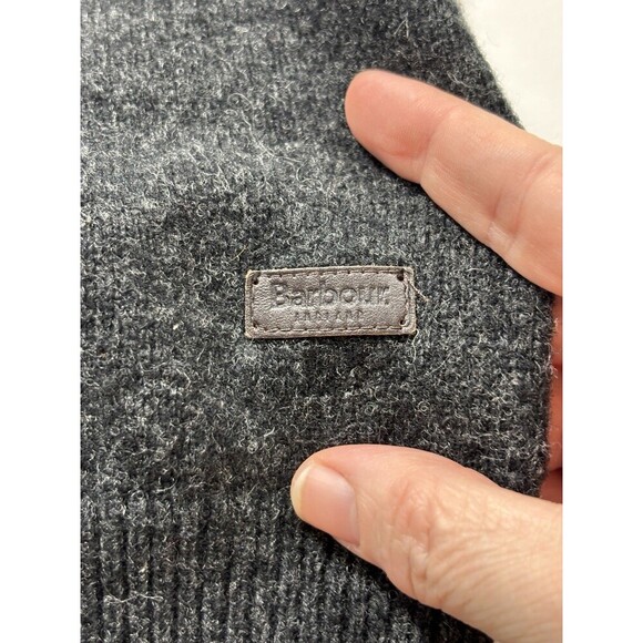 Barbour Wool Quarter Zip Sweater Dark Grey Large Zipper Long Sleeve Pullover - Picture 4 of 9